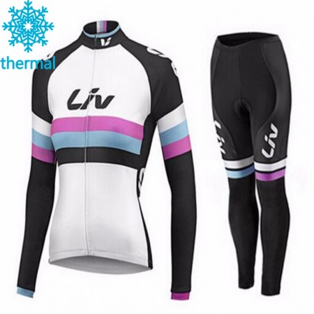 Set Wielershirt Lange Mouw + Fietsbroek Lang 2015 CCC Liv Dames N002 Winter Thermal Fleece